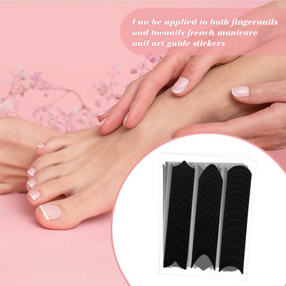 2350Pcs French Tip Nail Stickers - 60 Sheets Black French Manicure Strips Guide Stencils for DIY Nail Art Avelisse