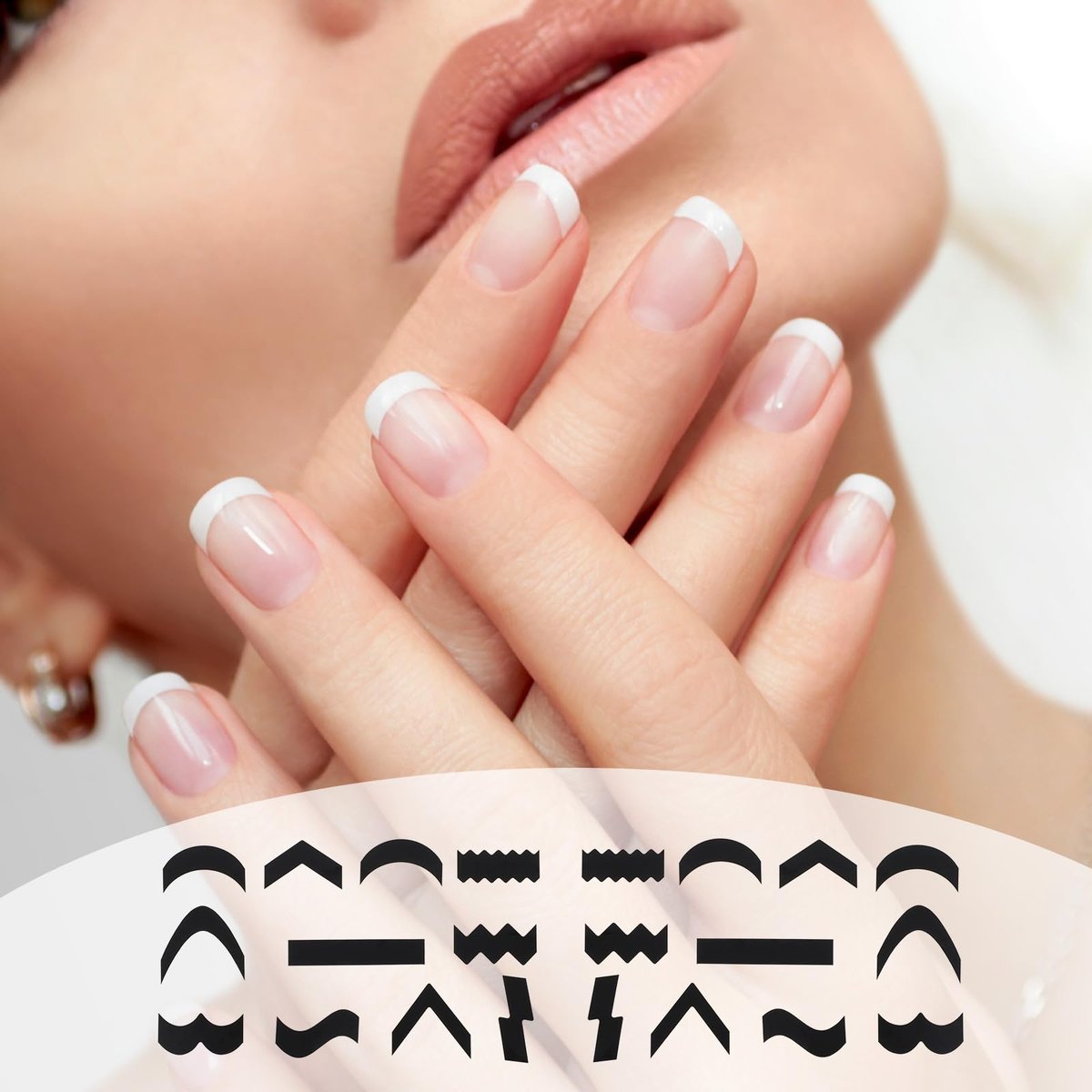 2350Pcs French Tip Nail Stickers - 60 Sheets Black French Manicure Strips Guide Stencils for DIY Nail Art Avelisse
