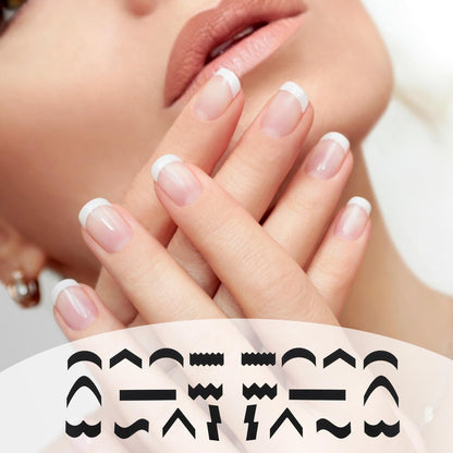 2350Pcs French Tip Nail Stickers - 60 Sheets Black French Manicure Strips Guide Stencils for DIY Nail Art Avelisse