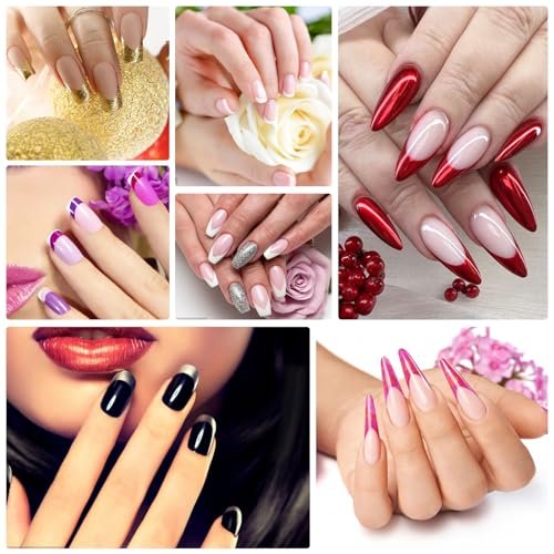 2350Pcs French Tip Nail Stickers - 60 Sheets Black French Manicure Strips Guide Stencils for DIY Nail Art Avelisse