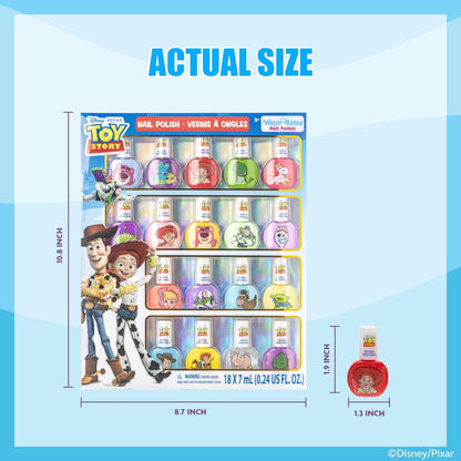 Disney Pixar Toy Story 18-Pack Nail Polish Set - Water-Based Peelable Nail Polish for Kids - Glittery, Shimmery & Opaque Colors by Townley Girl