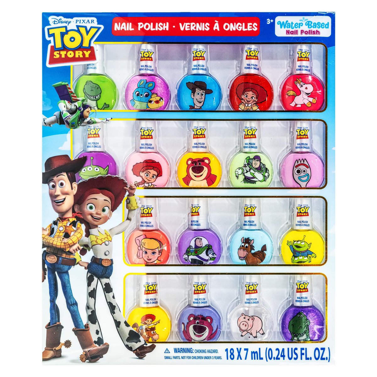 Disney Pixar Toy Story 18-Pack Nail Polish Set - Water-Based Peelable Nail Polish for Kids - Glittery, Shimmery & Opaque Colors by Townley Girl - görsel 1