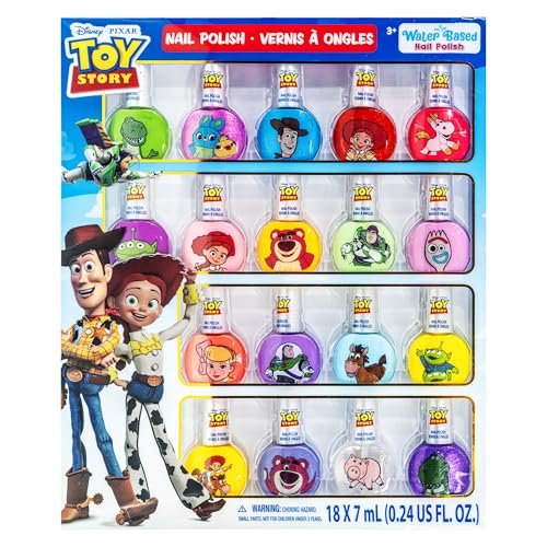 Disney Pixar Toy Story 18-Pack Nail Polish Set - Water-Based Peelable Nail Polish for Kids - Glittery, Shimmery & Opaque Colors by Townley Girl - görsel 2