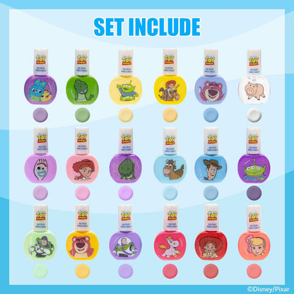 Disney Pixar Toy Story 18-Pack Nail Polish Set - Water-Based Peelable Nail Polish for Kids - Glittery, Shimmery & Opaque Colors by Townley Girl