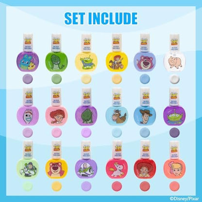 Disney Pixar Toy Story 18-Pack Nail Polish Set - Water-Based Peelable Nail Polish for Kids - Glittery, Shimmery & Opaque Colors by Townley Girl