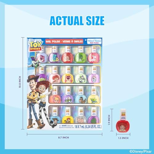 Disney Pixar Toy Story 18-Pack Nail Polish Set - Water-Based Peelable Nail Polish for Kids - Glittery, Shimmery & Opaque Colors by Townley Girl - görsel 6