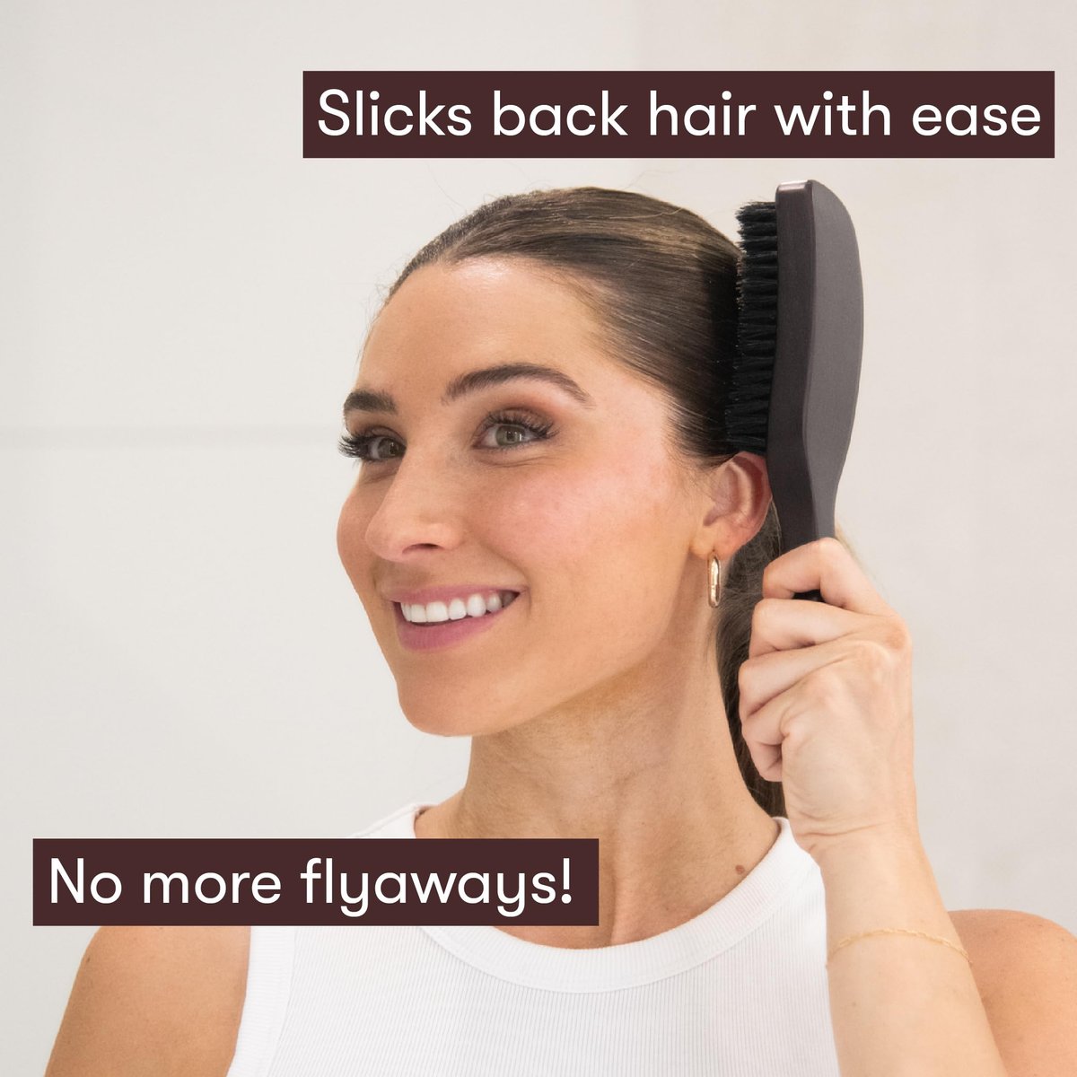 FRAMAR Slick Back Hair Brush – Boar Bristle Smoothing Brush for Fine Hair, Volume & Shine, Brown Velvet - görsel 3