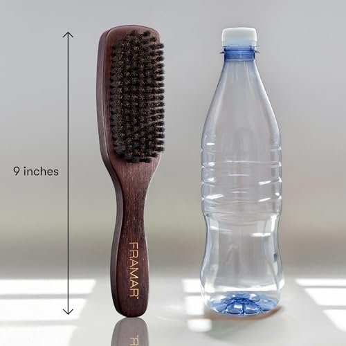 FRAMAR Slick Back Hair Brush – Boar Bristle Smoothing Brush for Fine Hair, Volume & Shine, Brown Velvet - görsel 14