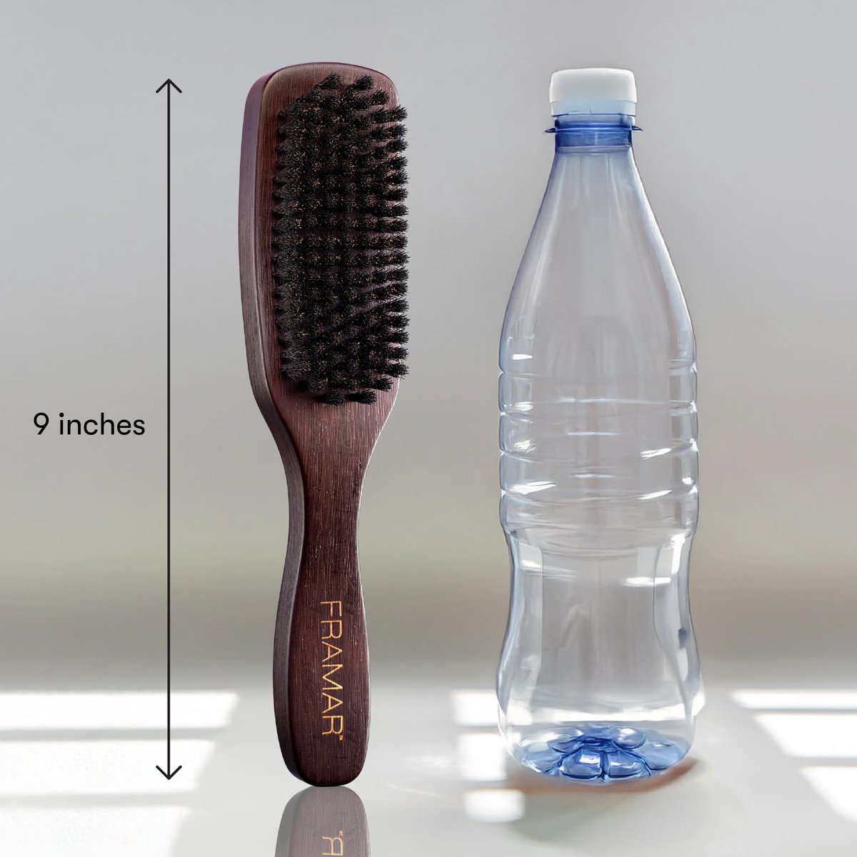 FRAMAR Slick Back Hair Brush – Boar Bristle Smoothing Brush for Fine Hair, Volume & Shine, Brown Velvet - görsel 13