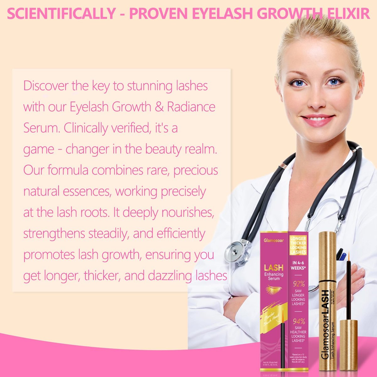 Glamosoar Lash Serum – Eyelash Growth Serum for Fuller, Longer, Stronger Lashes (4ml) Avelisse