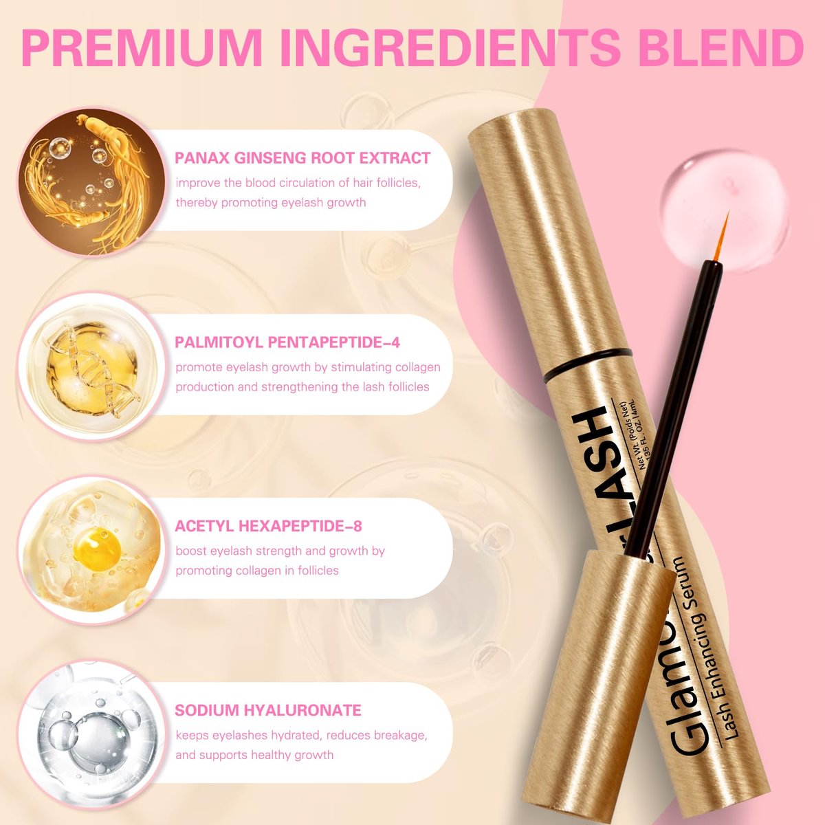 Glamosoar Lash Serum – Eyelash Growth Serum for Fuller, Longer, Stronger Lashes (4ml) Avelisse