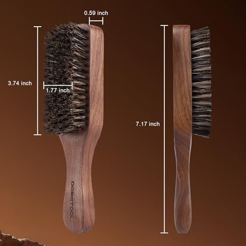 DEBETOOL Natural Walnut Wood Men's Hair Brush – Stiff Boar Bristle for Thin Hair Detangling & Beard Straightening - görsel 4