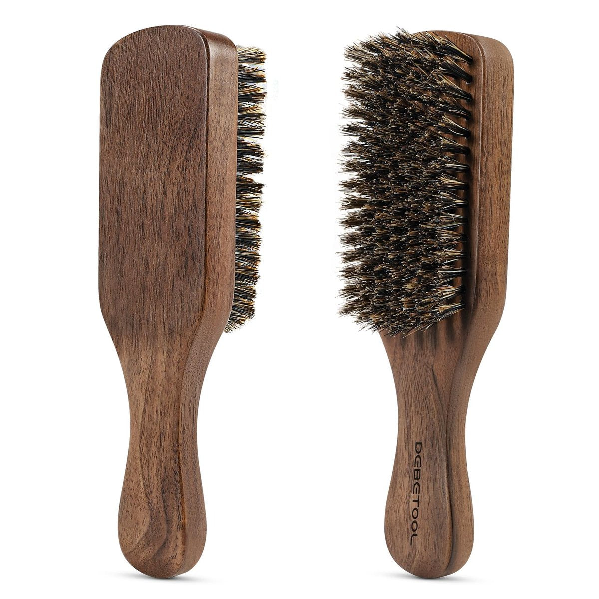 DEBETOOL Natural Walnut Wood Men's Hair Brush – Stiff Boar Bristle for Thin Hair Detangling & Beard Straightening - görsel 1