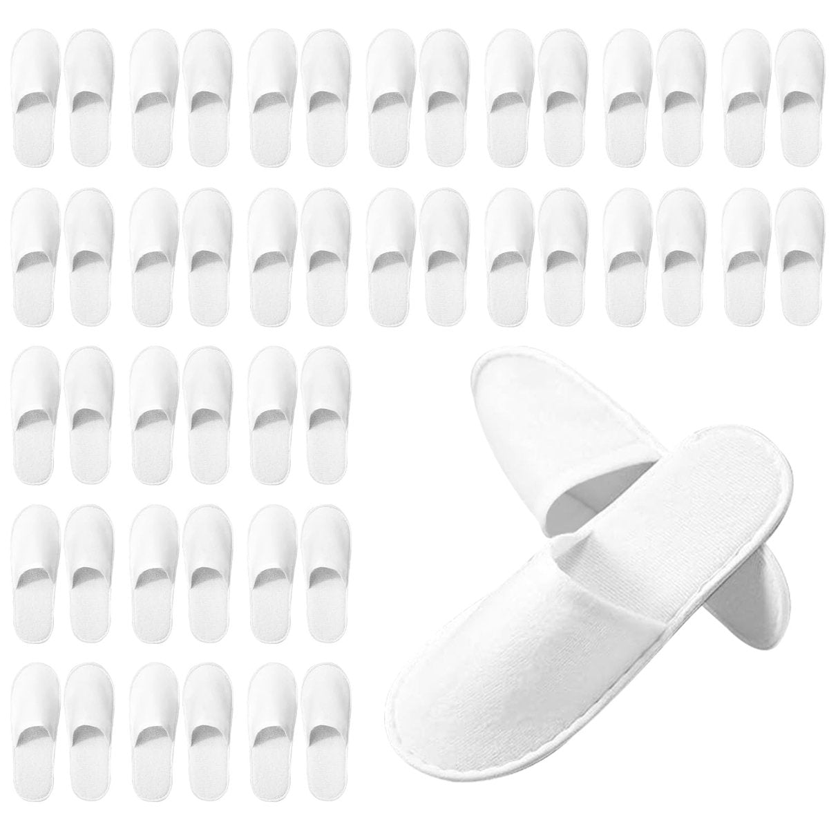 JarThenaAMCS 60 Pairs White Disposable Slippers - Non-Slip Fluffy Closed Toe Spa Slippers for Indoor, Travel, Hotel, Home, Party Guests - görsel 1