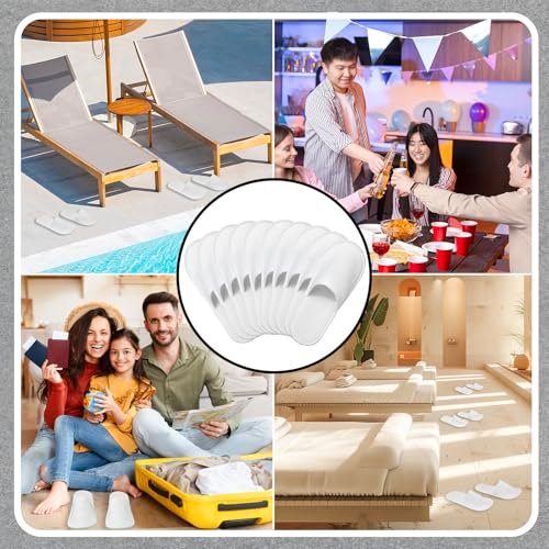 JarThenaAMCS 60 Pairs White Disposable Slippers - Non-Slip Fluffy Closed Toe Spa Slippers for Indoor, Travel, Hotel, Home, Party Guests - görsel 14