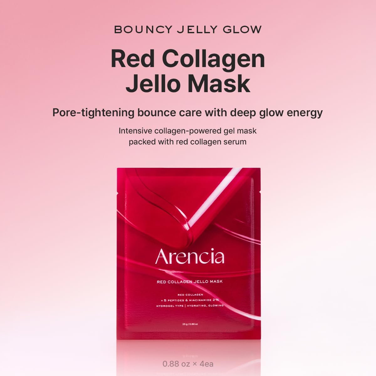 ARENCIA Red Collagen Jello Mask – Plump & Hydrating Overnight Hydrogel Mask for Dry, Mature Skin (4 Pack) with Collagen, 5 Peptides, 2% Niacinamide Avelisse