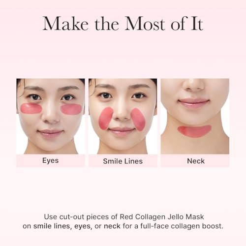 ARENCIA Red Collagen Jello Mask – Plump & Hydrating Overnight Hydrogel Mask for Dry, Mature Skin (4 Pack) with Collagen, 5 Peptides, 2% Niacinamide Avelisse