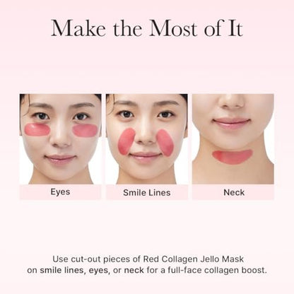 ARENCIA Red Collagen Jello Mask – Plump & Hydrating Overnight Hydrogel Mask for Dry, Mature Skin (4 Pack) with Collagen, 5 Peptides, 2% Niacinamide Avelisse