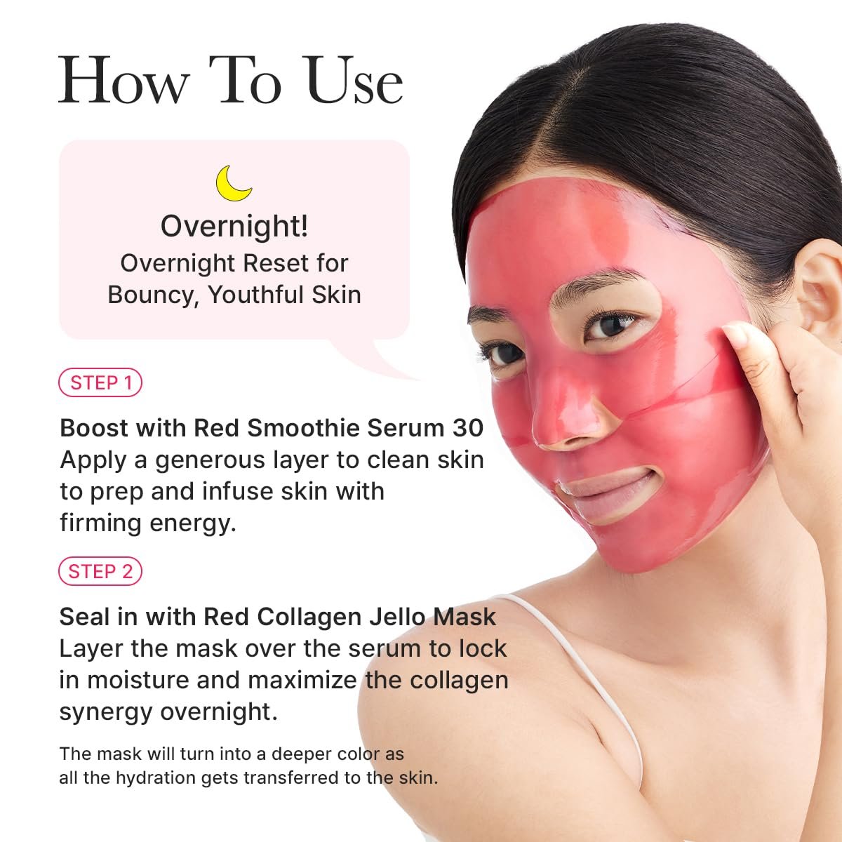 ARENCIA Red Collagen Jello Mask – Plump & Hydrating Overnight Hydrogel Mask for Dry, Mature Skin (4 Pack) with Collagen, 5 Peptides, 2% Niacinamide Avelisse
