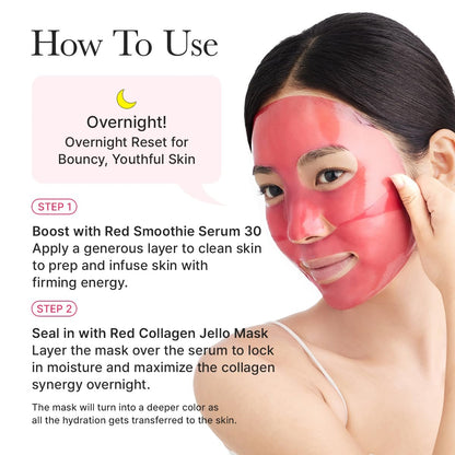 ARENCIA Red Collagen Jello Mask – Plump & Hydrating Overnight Hydrogel Mask for Dry, Mature Skin (4 Pack) with Collagen, 5 Peptides, 2% Niacinamide Avelisse