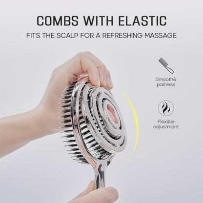 HALOVIDA Hair Brush for Women – Double Layer Boar Bristle & Nylon Detangler with Elastic Air Cushion, Anti-Static Scalp Massage Brush for Smooth Frizz-Free Hair (Silver, 1 Pack) Avelisse
