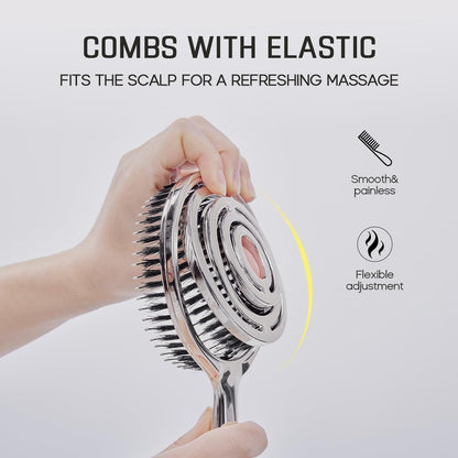 HALOVIDA Hair Brush for Women – Double Layer Boar Bristle & Nylon Detangler with Elastic Air Cushion, Anti-Static Scalp Massage Brush for Smooth Frizz-Free Hair (Silver, 1 Pack) Avelisse