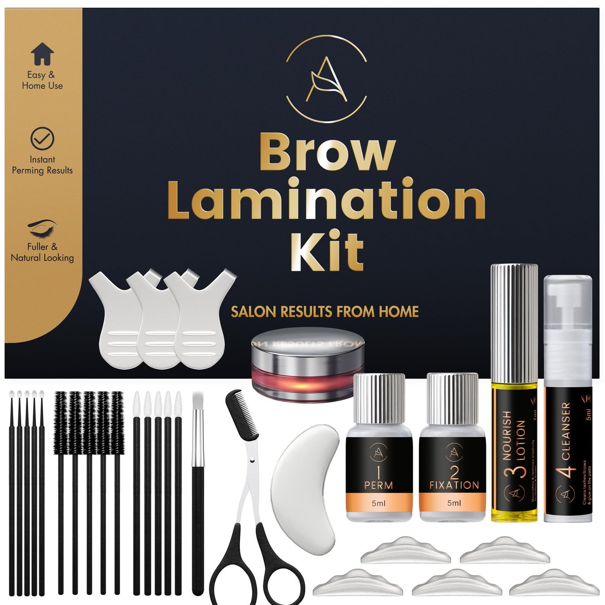 AURAE Eyebrow Lamination Kit - At-Home Brow Lift for Beginners & Professionals, 15 Applications, Lasts 6-8 Weeks, Safe & Effective - ABK1 Avelisse