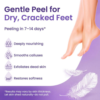 BLOOMORA Foot Peeling Mask (6 Pairs) - Exfoliating Foot Mask for Dry Cracked Feet with Lavender & Shea Butter, Dead Skin & Callus Remover for Women & Men, One Size Fits Most
