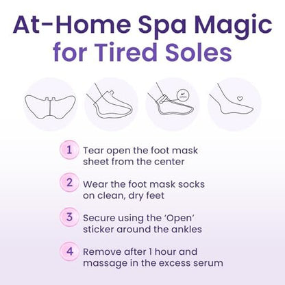 BLOOMORA Foot Peeling Mask (6 Pairs) - Exfoliating Foot Mask for Dry Cracked Feet with Lavender & Shea Butter, Dead Skin & Callus Remover for Women & Men, One Size Fits Most