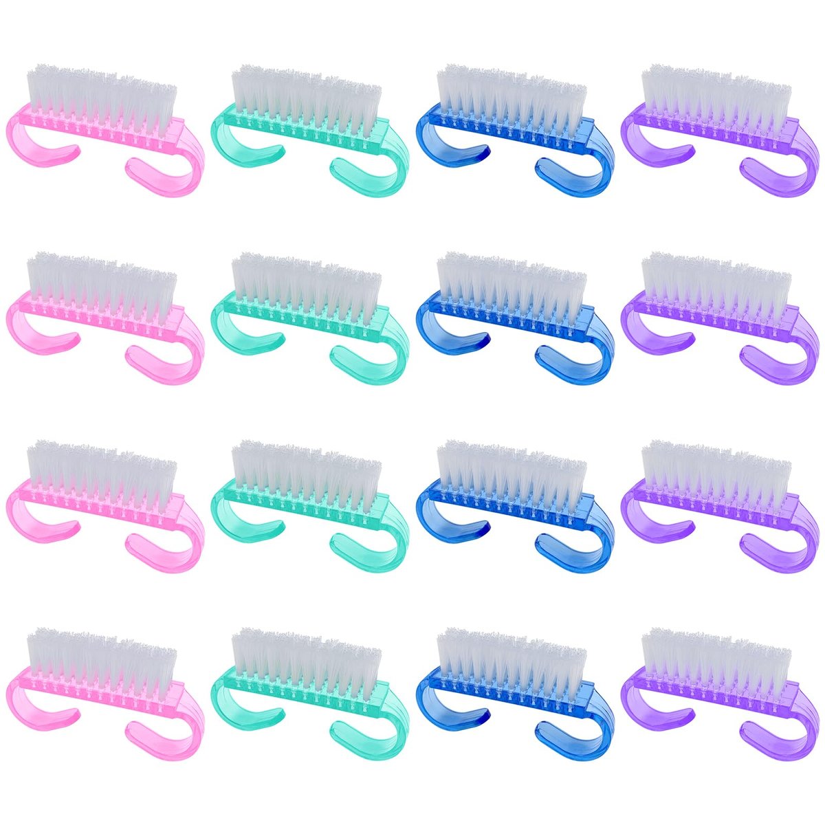 16 Pack Handle Grip Nail Brushes - Travel Size Fingernail Brush, Mini Hand Scrub Cleaning Brushes for Nails and Toes - görsel 1