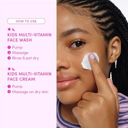 Evereden Barbie Limited Edition Kids Happy Face Duo + Exclusive Accessories | Multi-Vitamin Face Wash & Cream Set with Stickers + Bracelets | Clean Skin Care for 3+ | Barbie Gift Box for Kids Avelisse