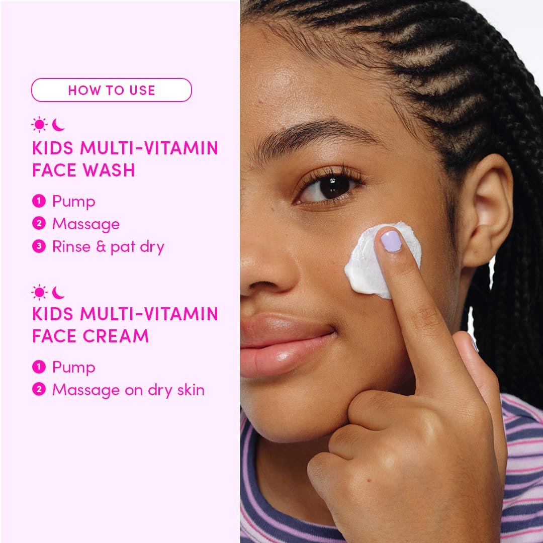 Evereden Barbie Limited Edition Kids Happy Face Duo + Exclusive Accessories | Multi-Vitamin Face Wash & Cream Set with Stickers + Bracelets | Clean Skin Care for 3+ | Barbie Gift Box for Kids Avelisse