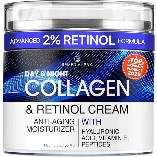 Collagen Face Cream with Retinol & Hyaluronic Acid - Anti Aging Moisturizer for Women & Men, Firming Day & Night Cream for Wrinkles, Hydrating Facial Lotion for All Skin Types - görsel 2