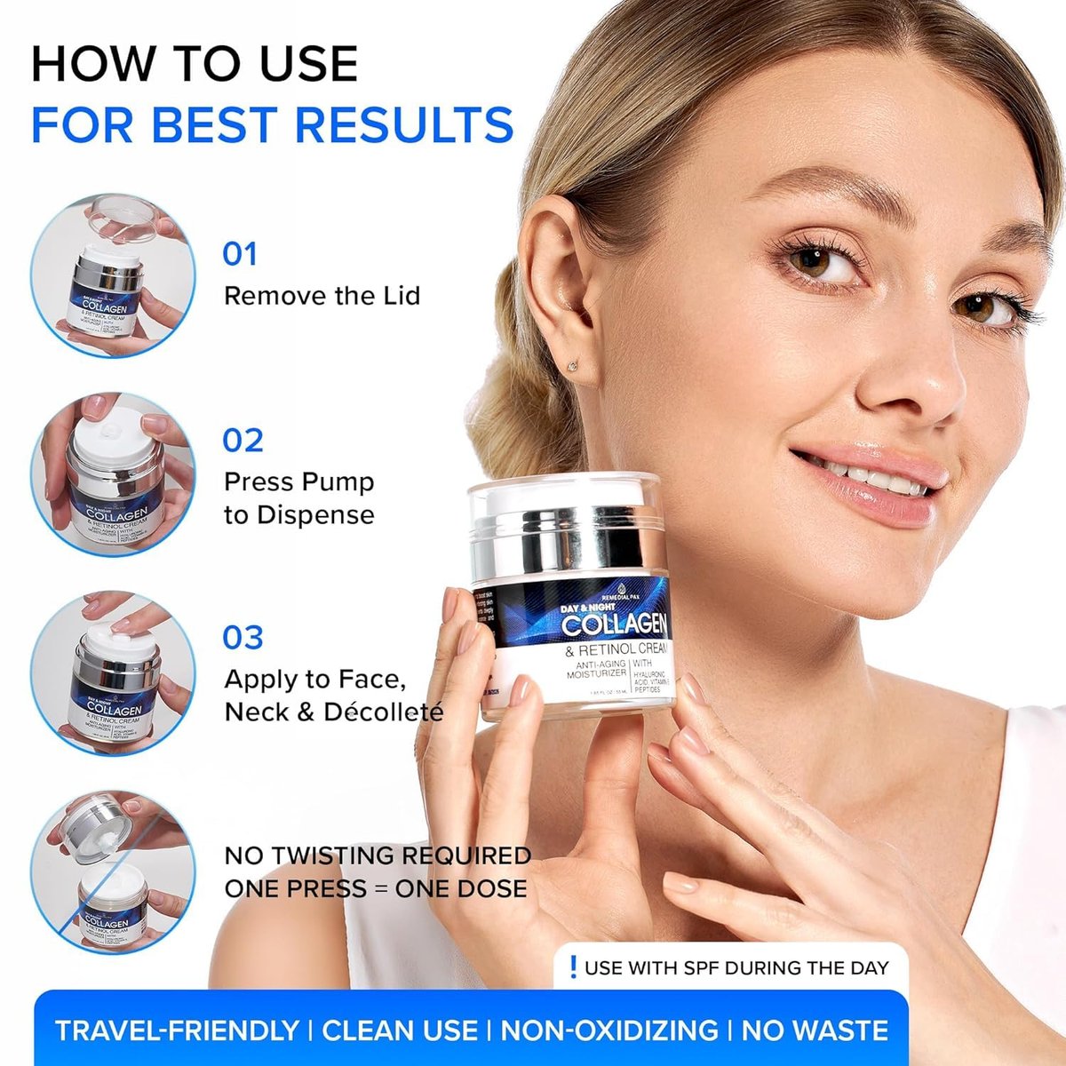 Collagen Face Cream with Retinol & Hyaluronic Acid - Anti Aging Moisturizer for Women & Men, Firming Day & Night Cream for Wrinkles, Hydrating Facial Lotion for All Skin Types - görsel 13
