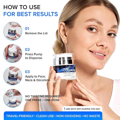 Collagen Face Cream with Retinol & Hyaluronic Acid - Anti Aging Moisturizer for Women & Men, Firming Day & Night Cream for Wrinkles, Hydrating Facial Lotion for All Skin Types