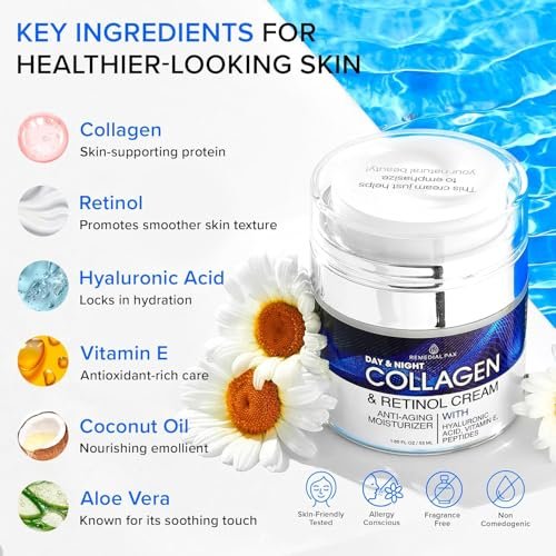 Collagen Face Cream with Retinol & Hyaluronic Acid - Anti Aging Moisturizer for Women & Men, Firming Day & Night Cream for Wrinkles, Hydrating Facial Lotion for All Skin Types - görsel 6