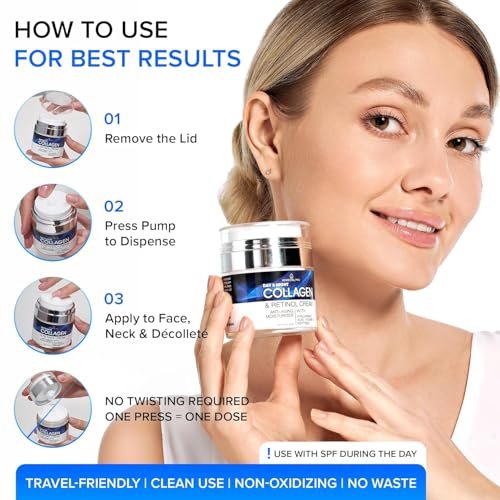 Collagen Face Cream with Retinol & Hyaluronic Acid - Anti Aging Moisturizer for Women & Men, Firming Day & Night Cream for Wrinkles, Hydrating Facial Lotion for All Skin Types - görsel 14