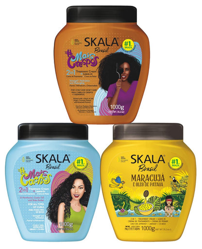 SKALA Mais Cachos, Crespos, and Maracuja 2-in-1 Cream (3-Pack Bundle) - 105.6 oz Avelisse
