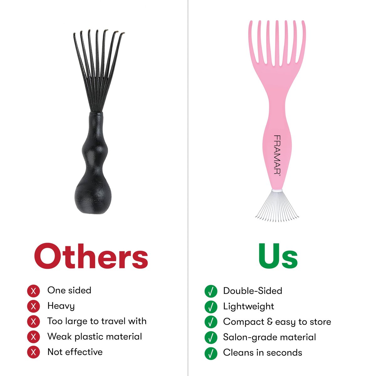 FRAMAR Premium Hair Brush Cleaner Tool – 2-in-1 Hairbrush & Comb Cleaner Removes Hair and Buildup Instantly – Pink - görsel 7