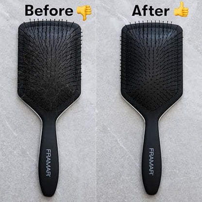 FRAMAR Premium Hair Brush Cleaner Tool – 2-in-1 Hairbrush & Comb Cleaner Removes Hair and Buildup Instantly – Pink