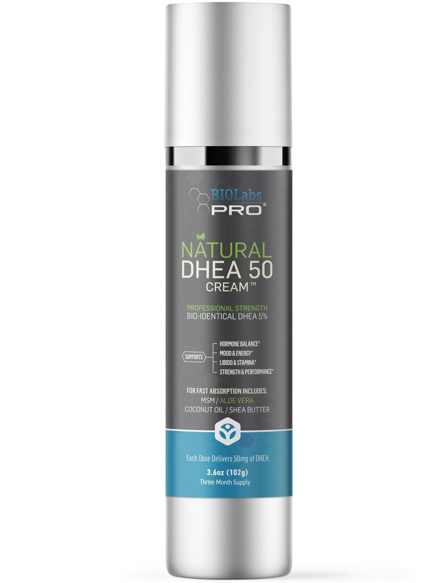 BIOLABS PRO DHEA Cream - Bioidentical Natural DHEA for Women or Men - 50mg Per Dose - Three Month Supply - Luxury Bottle - 3.6oz Avelisse