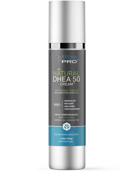 BIOLABS PRO DHEA Cream - Bioidentical Natural DHEA for Women or Men - 50mg Per Dose - Three Month Supply - Luxury Bottle - 3.6oz Avelisse