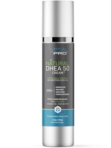 BIOLABS PRO DHEA Cream - Bioidentical Natural DHEA for Women or Men - 50mg Per Dose - Three Month Supply - Luxury Bottle - 3.6oz Avelisse