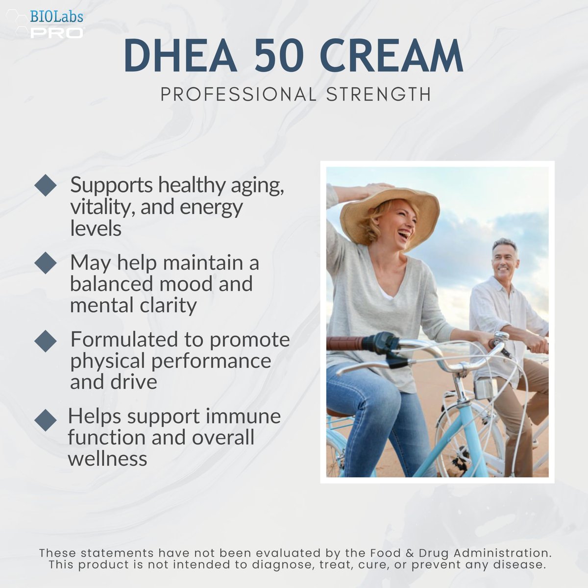 BIOLABS PRO DHEA Cream - Bioidentical Natural DHEA for Women or Men - 50mg Per Dose - Three Month Supply - Luxury Bottle - 3.6oz Avelisse