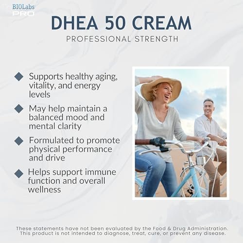 BIOLABS PRO DHEA Cream - Bioidentical Natural DHEA for Women or Men - 50mg Per Dose - Three Month Supply - Luxury Bottle - 3.6oz Avelisse