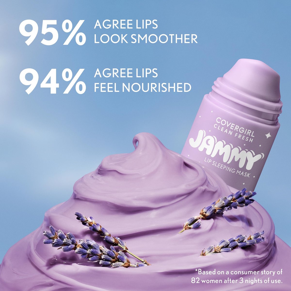 COVERGIRL Clean Fresh Jammy Lip Sleeping Mask - Whipped Lavender - 0.24 Fl Oz - Avocado & Grape Seed Oils, No-Touch Applicator - görsel 17
