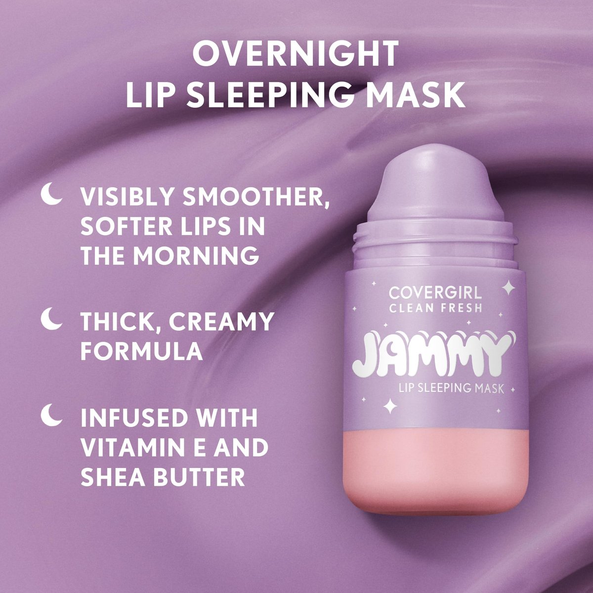COVERGIRL Clean Fresh Jammy Lip Sleeping Mask - Whipped Lavender - 0.24 Fl Oz - Avocado & Grape Seed Oils, No-Touch Applicator - görsel 9