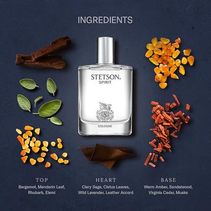 Stetson Spirit 1.7 oz Cologne with 1.5mL Legend Vial - Classic Scent for Men Avelisse