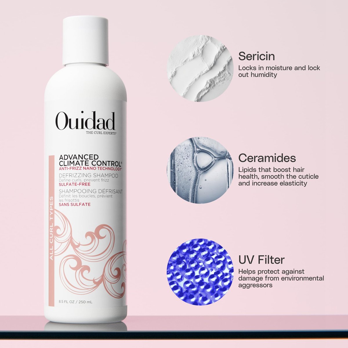 Ouidad Frizz-Free Wash Day Hair Care Kit for Curly Hair - Anti-Frizz Advanced Climate Control Shampoo, Conditioner & Gel, Defines Curls, Fights Humidity, Adds Shine – Includes Canvas Bag, 3-Piece Set - görsel 3