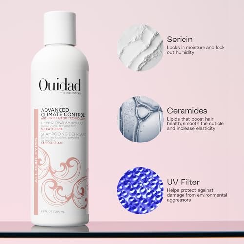 Ouidad Frizz-Free Wash Day Hair Care Kit for Curly Hair - Anti-Frizz Advanced Climate Control Shampoo, Conditioner & Gel, Defines Curls, Fights Humidity, Adds Shine – Includes Canvas Bag, 3-Piece Set - görsel 4